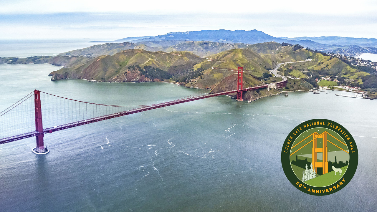 The Golden Gate Bridge, Marin Headlands and Mt. Tam seen in an aerial image. The Golden Gate Bridge, Marin Headlands and Mt. Tam seen in an aerial image.