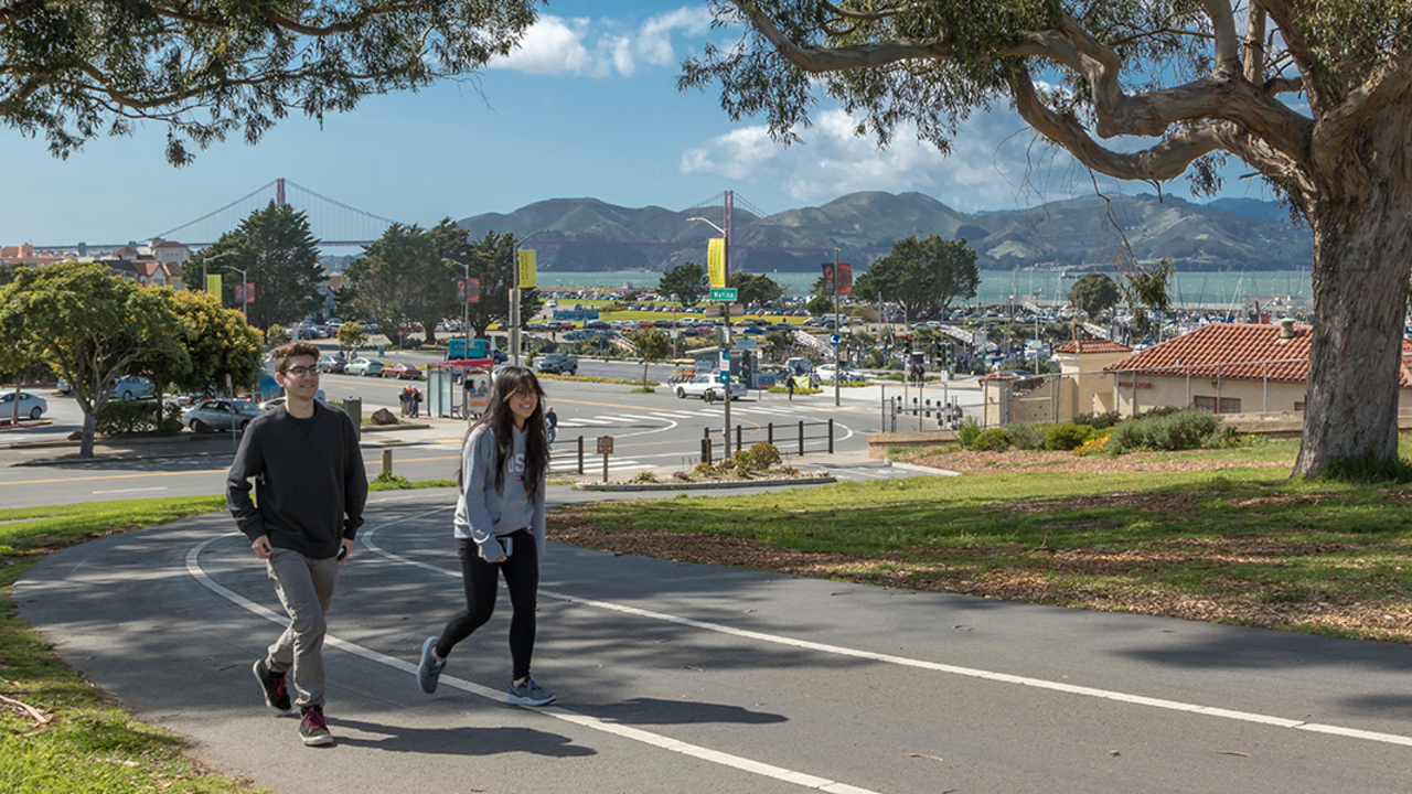 Hikers on the Bay Trail at Fort Mason
