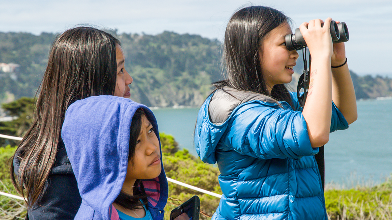 girls birdwatching