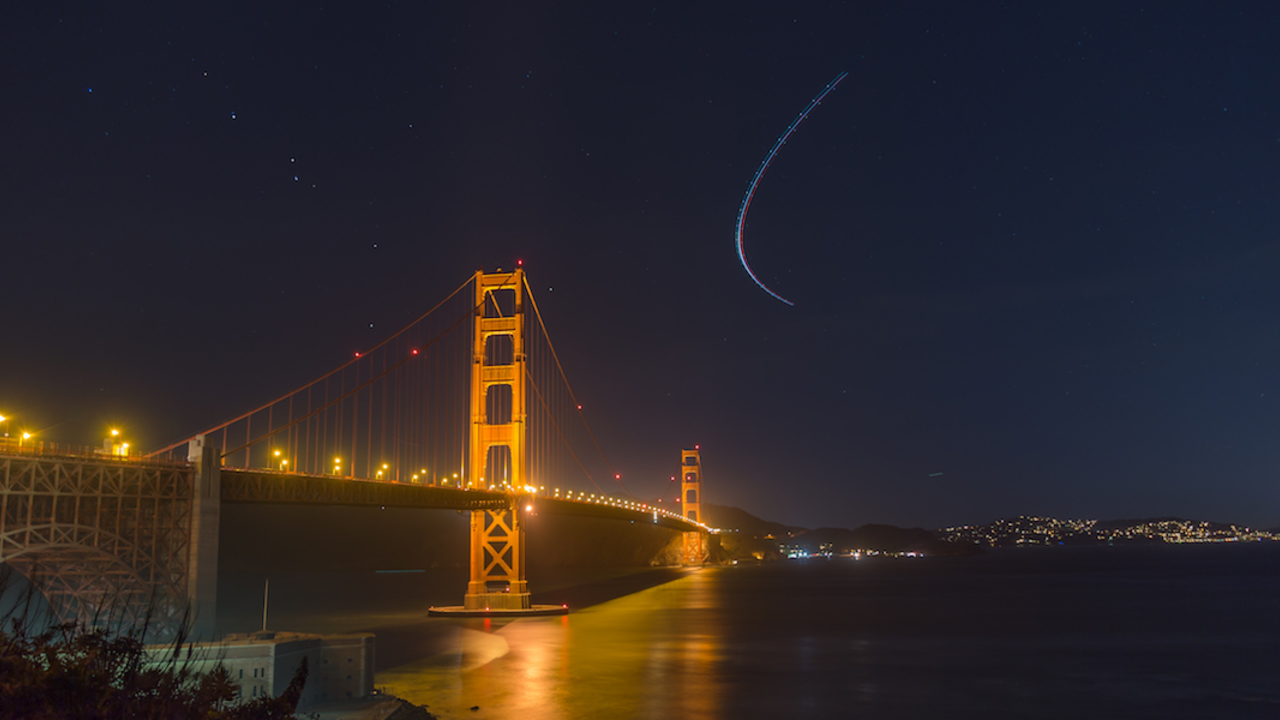 Starry sky above the Golden Gate Bridge