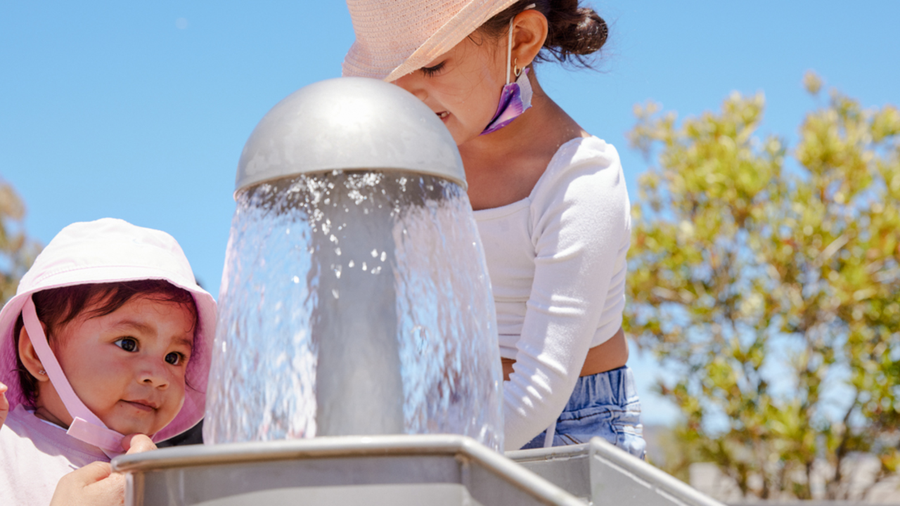 Water feature at Outpost playscape Water feature at Outpost playscape