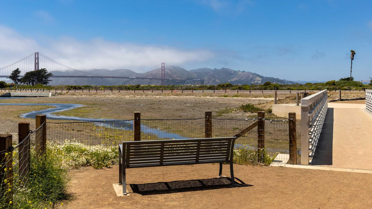 A sunny day over Crissy Field Marsh.