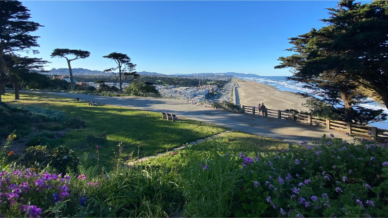 View of Ocean Beach from Sutro Heights Park