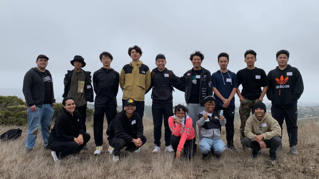 Skyline College students enjoy a day of stewardship at Sweeney Ridge.