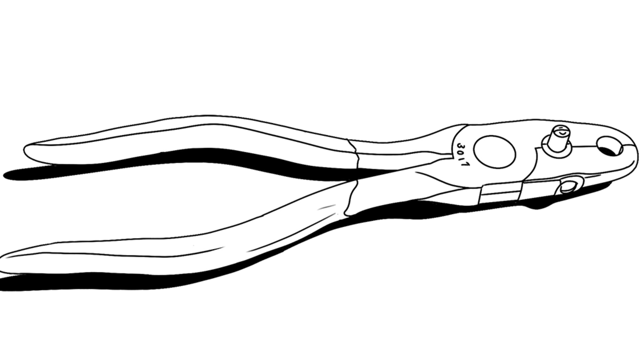 banding_pliers_lora_roame_transparent.png Banding pliers illustration by Lora Roame