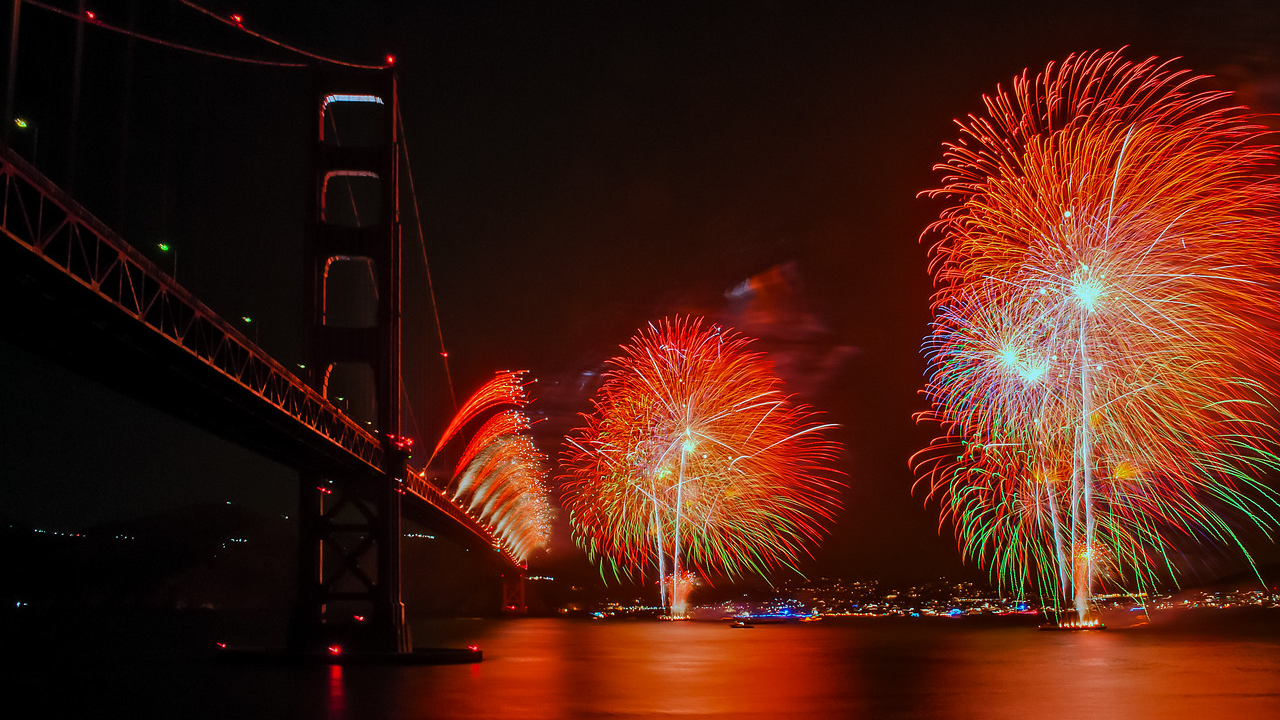 Fireworks Over the Golden Gate Bridge