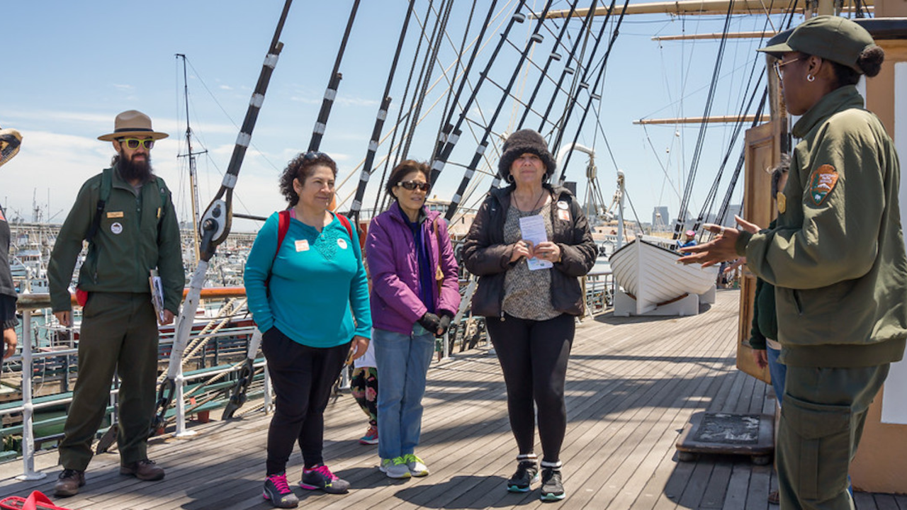 Park visitors at Hyde St Pier