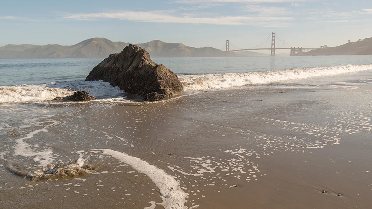 The Golden Gate Bridge as seen from China Beach.