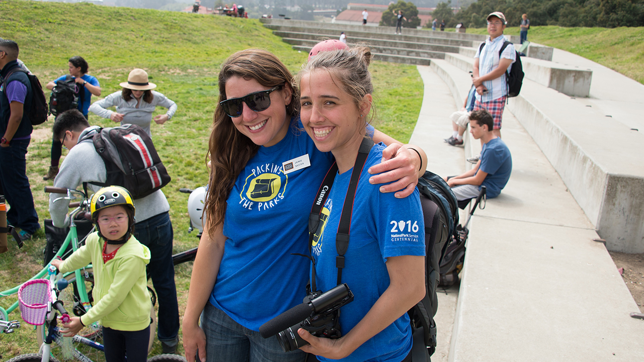 Intern Hailey Gavin (right) at the finale of Packing the Parks