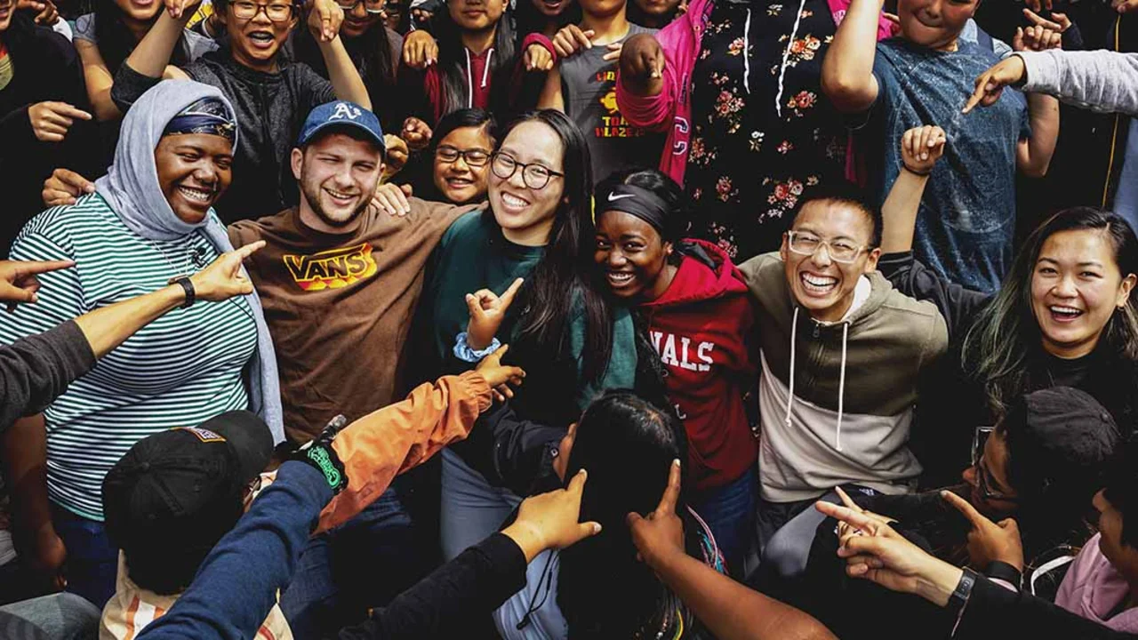 From left, Middle School Summer Programs Instructors Imari Keith, Aiden Koontz, Kathleen Wong, Olive Tambou, Dion Chung, and Nhi Nguyen. The six youth leaders were all past participants in Crissy Field Center programs.