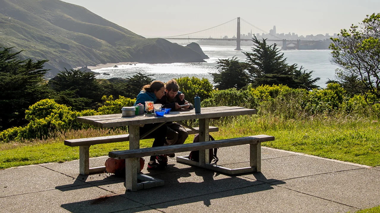 Visitors enjoy a picnic at the Marin Headlands.