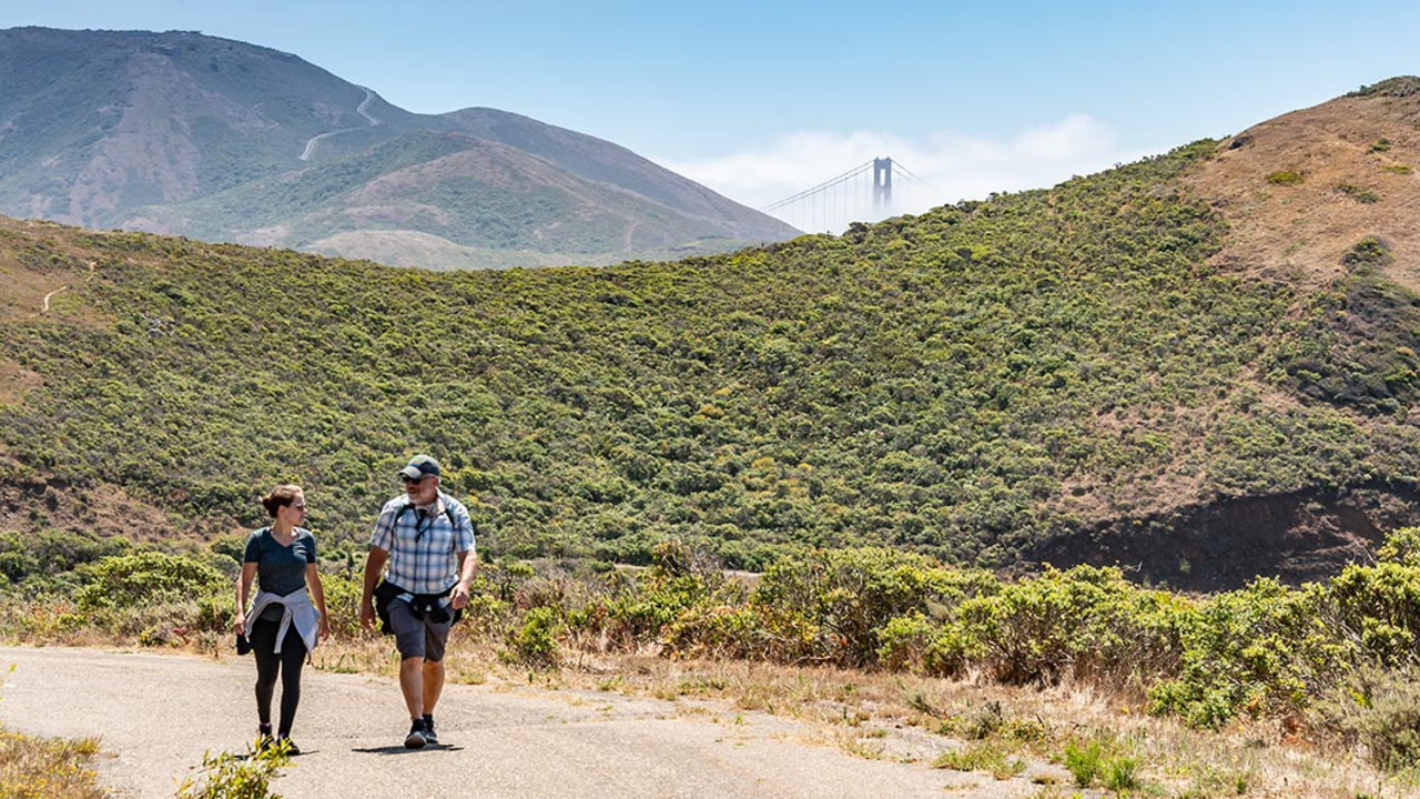 Hikers in the Marin Headlands.