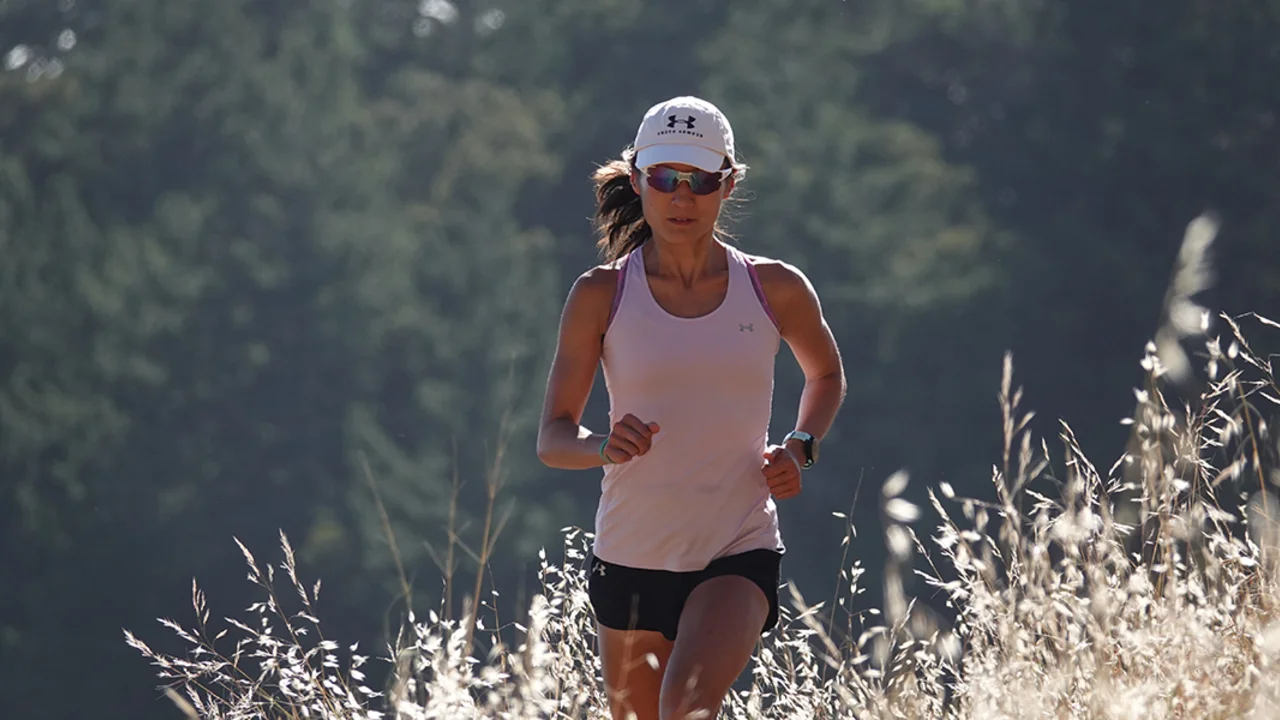 YiOu Wang running on Mount Tamalpais