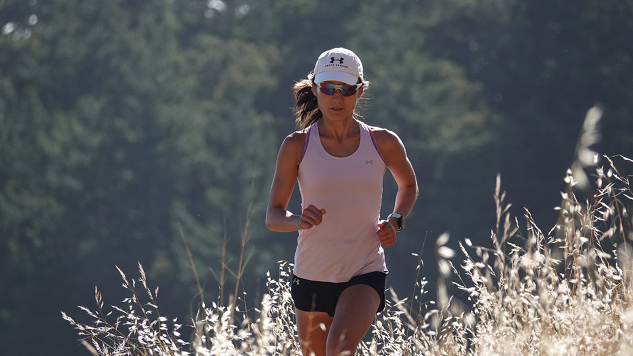 YiOu Wang running on Mount Tamalpais
