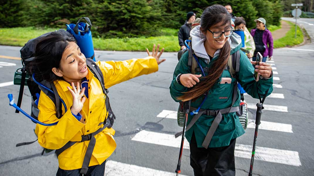 Youth in the Urban Trailblazers program on a hike through the Presidio.