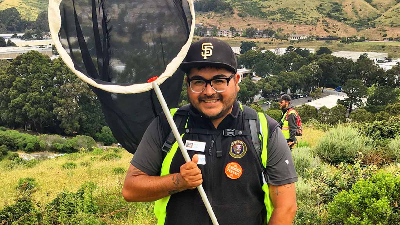 San Mateo Park Stewardship intern Samuel Peña. San Mateo Park Stewardship intern Samuel Peña.