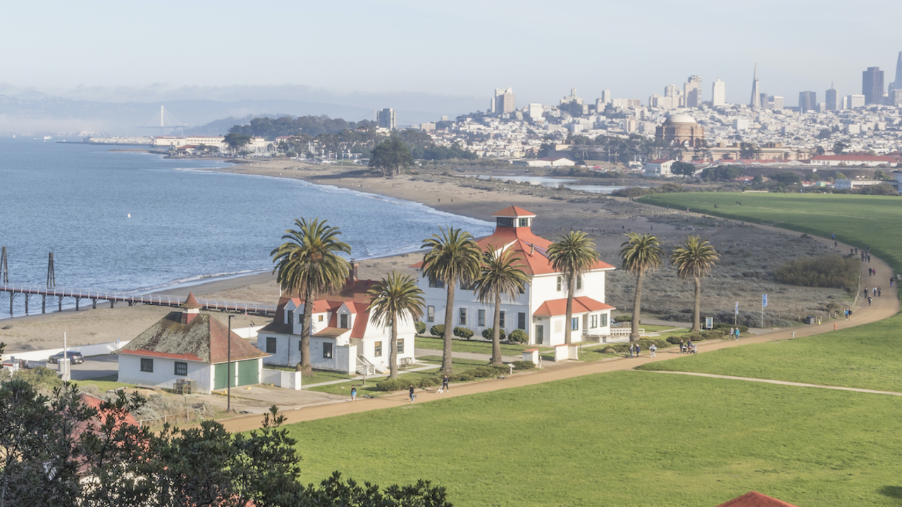 View of Crissy Field and San Francisco.