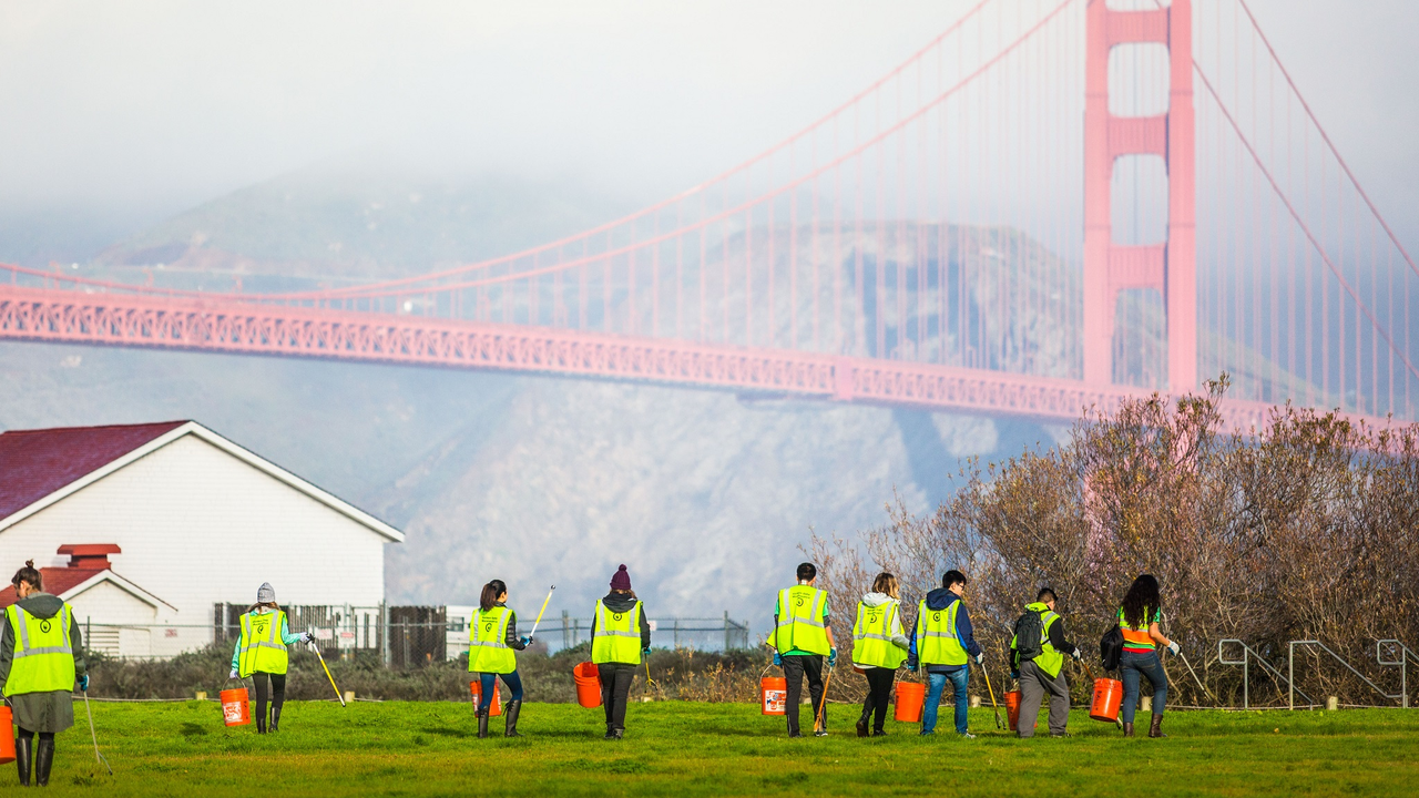 Volunteers clean up Fort Scott in the Presidio Volunteer; Presidio, MLK