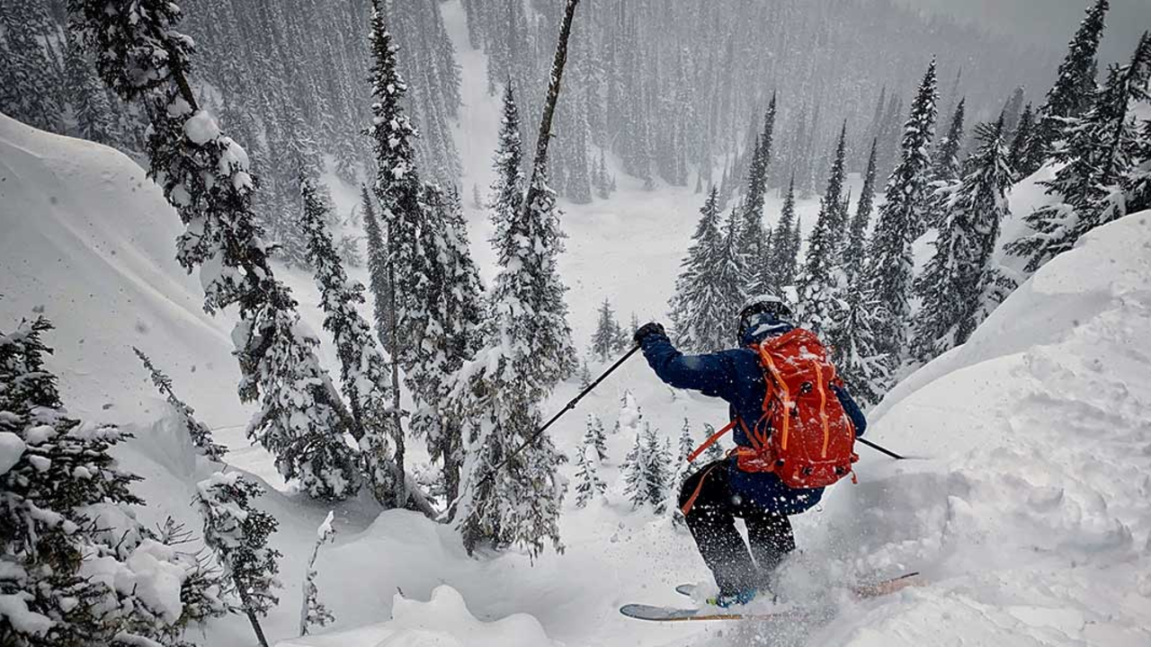 Scene from "Charge 2" where five top freeskiers and one world champion drone pilot go cat skiing in British Columbia in Canada for a week. Their instructions: charge as hard as you can everyday.