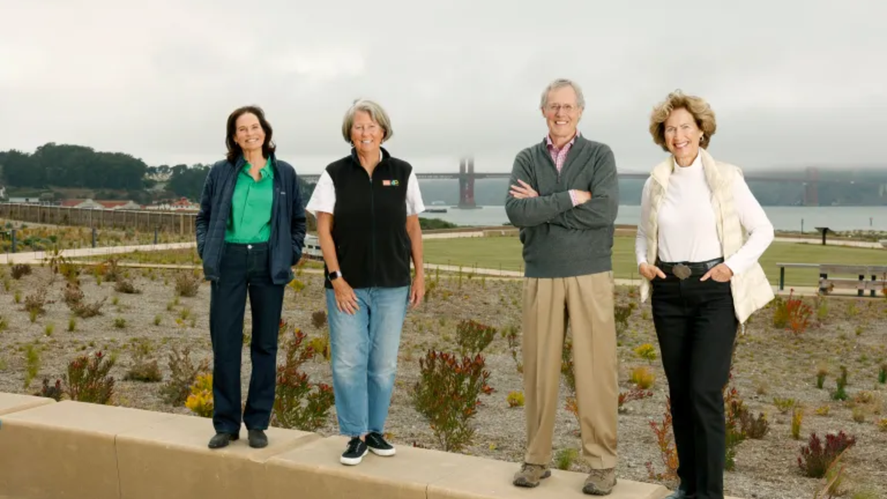 Parks Conservancy CEO Chris Lehnertz with Randi Fisher, Mark Perry, and Mauree Jane Perry