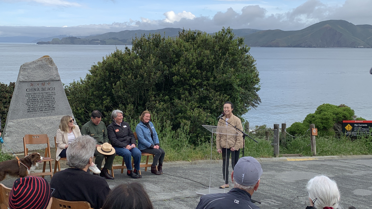 San Francisco District 1 Supervisor Connie Chan speaks at the China Beach project kick-off on May 4, 2023