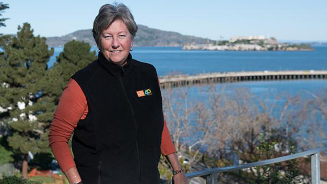 Christine Lehnertz, president and CEO of the Golden Gate National Parks Conservancy, stood at Black Point Historic Gardens in Fort Mason December 10