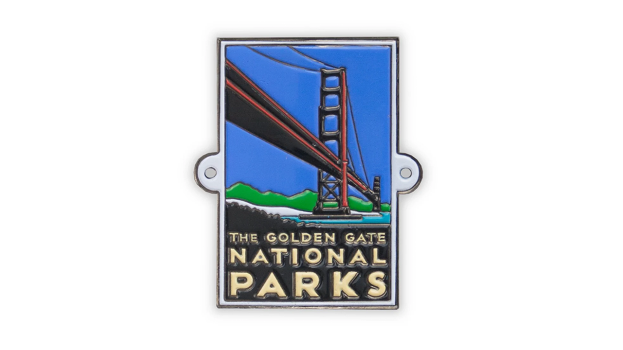 Hiking Medallion embossed with Golden Gate National Parks