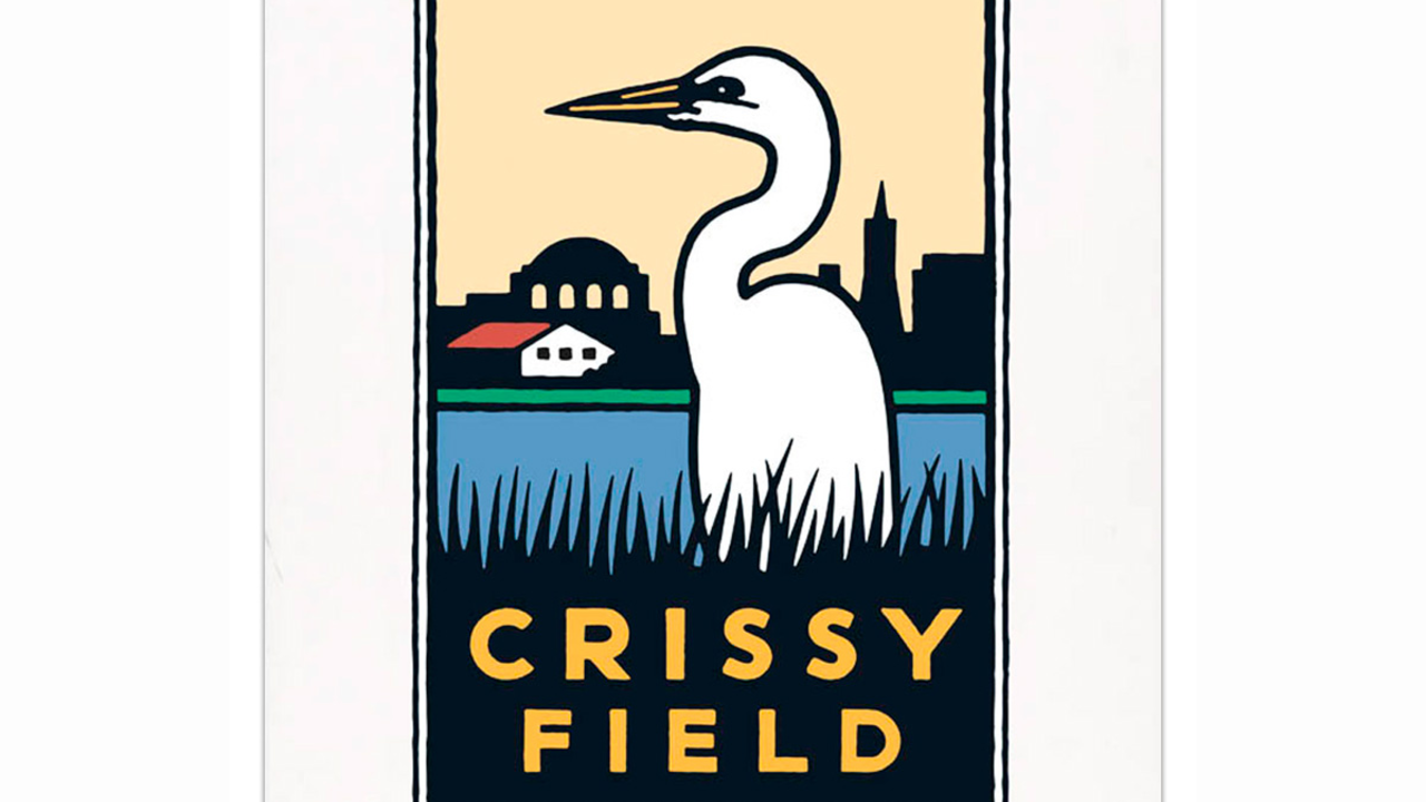Schwab graphic of an egret at Crissy Field