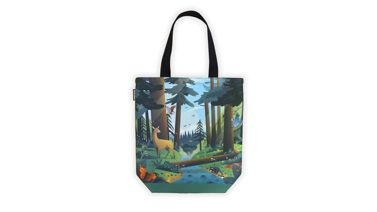 Celebrate California's redwood forests with this colorful tote bag.
