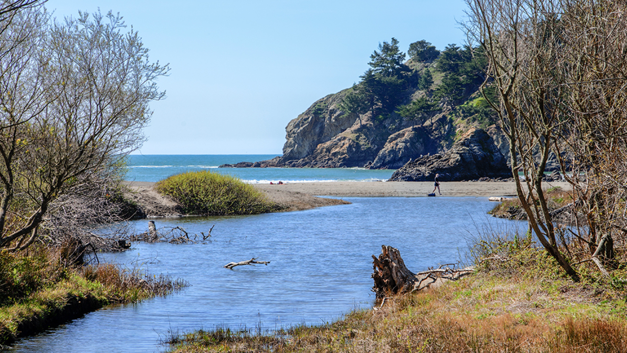 Redwood Creek flowing into the ocean