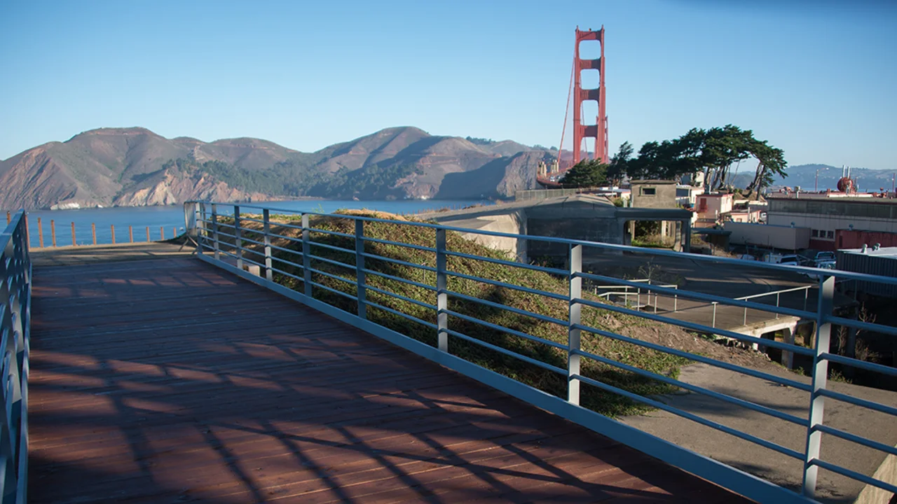 Bridge over historic batteries