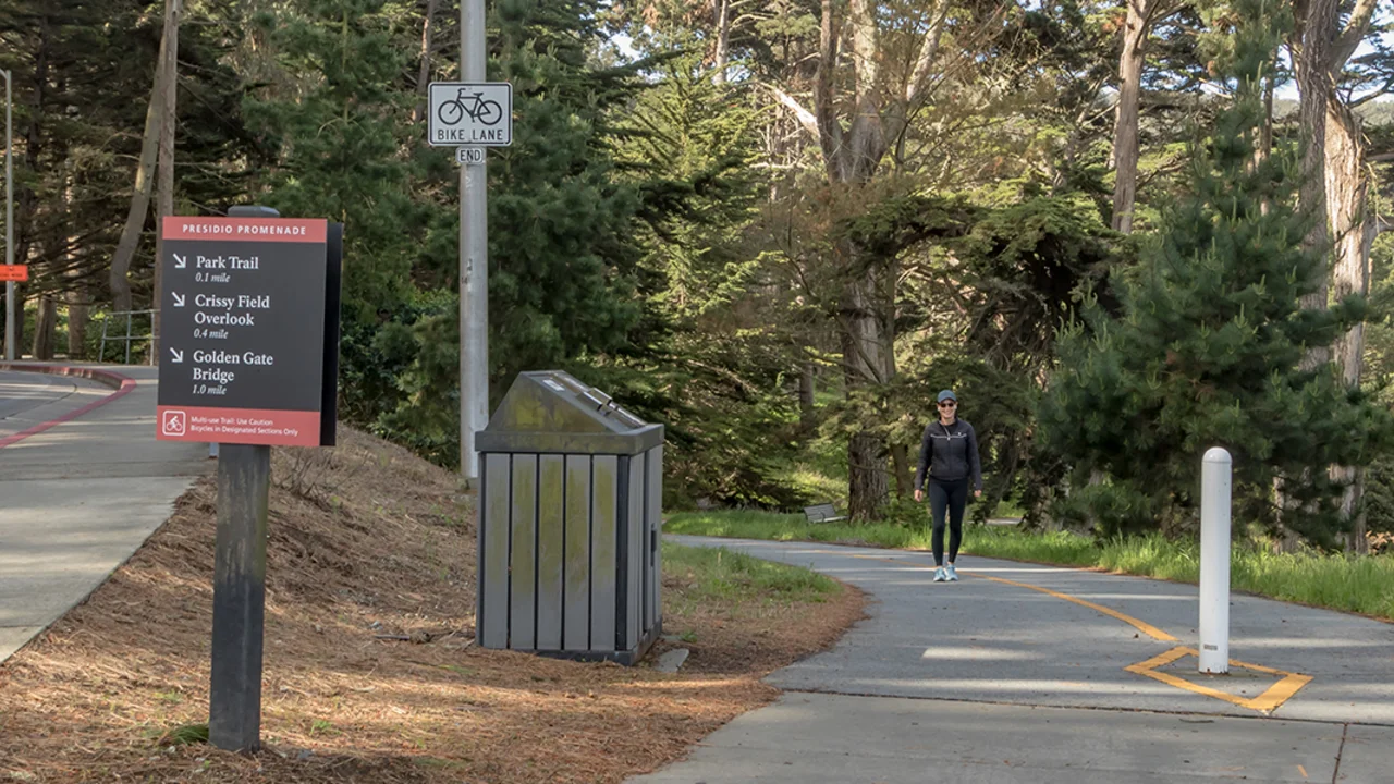Hiker on Presidio Promenade