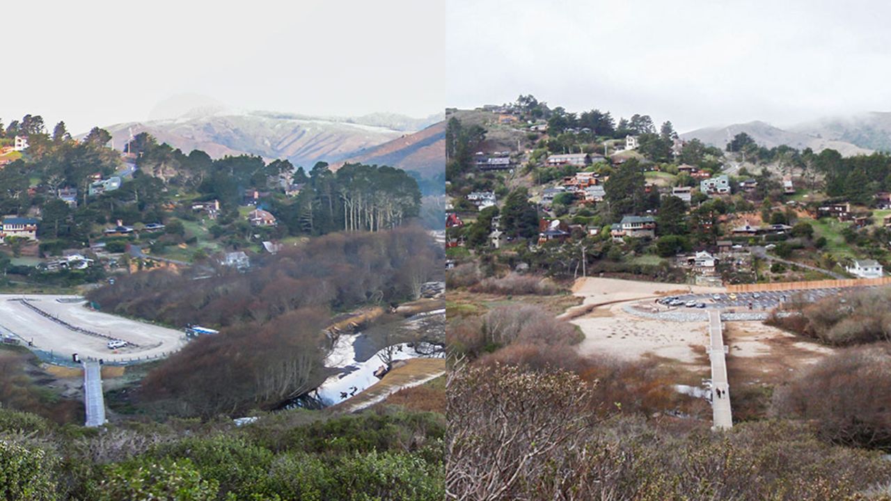 Redwood Creek before and after