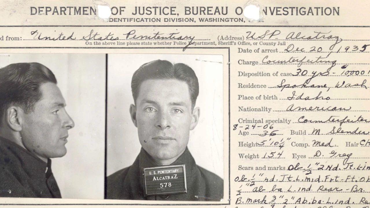 Mugshot of Elliot Michener, Alcatraz inmate and gardener.