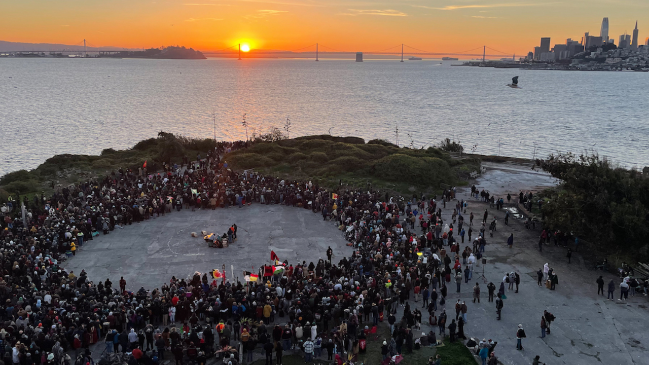 Sunrise Ceremony by the Indians of All Tribes on Alcatraz Island