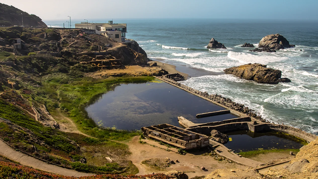 A scenic view of the Sutro Bath Ruins at Lands End in San Francisco.