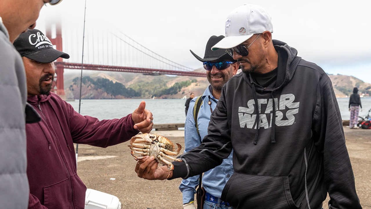 Participants from ALAS (Ayundando Latinos A Soñar) enjoying the "Raíces en la Bahía/Rooted in the Bay" event for farmworkers and their families in September 2024. Activities included crabbing, hiking, and beachside recreation.