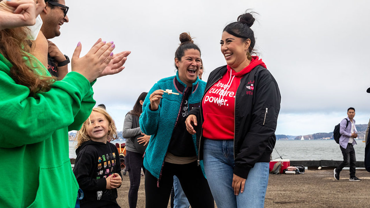 Participants from ALAS (Ayundando Latinos A Soñar) enjoying the "Raíces en la Bahía/Rooted in the Bay" event for farmworkers and their families in September 2024. Activities included crabbing, hiking, and beachside recreation.