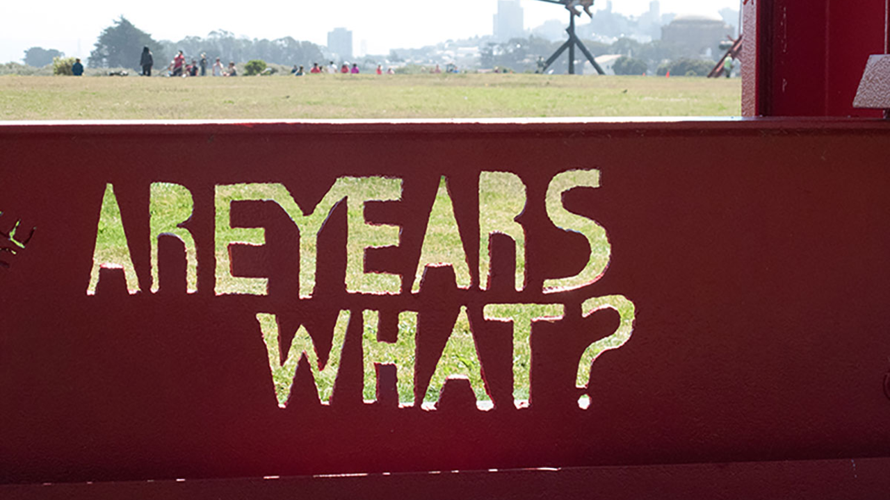 Mark di Suvero, 'Are Years What' close up
