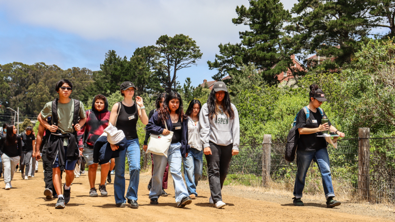 Crissy Field Center LINC youths hiking El Polin Springs in The Presidio