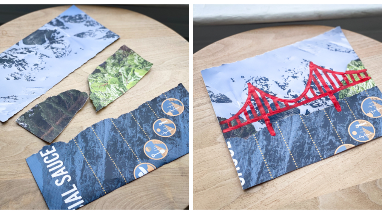 Make you own Golden Gate Bridge collage from magazines