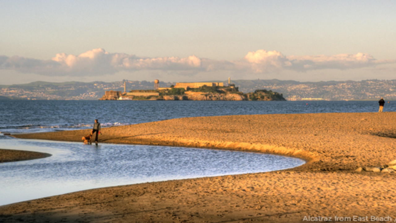 Alcatraz Island from East Beach. Alcatraz Island from East Beach.