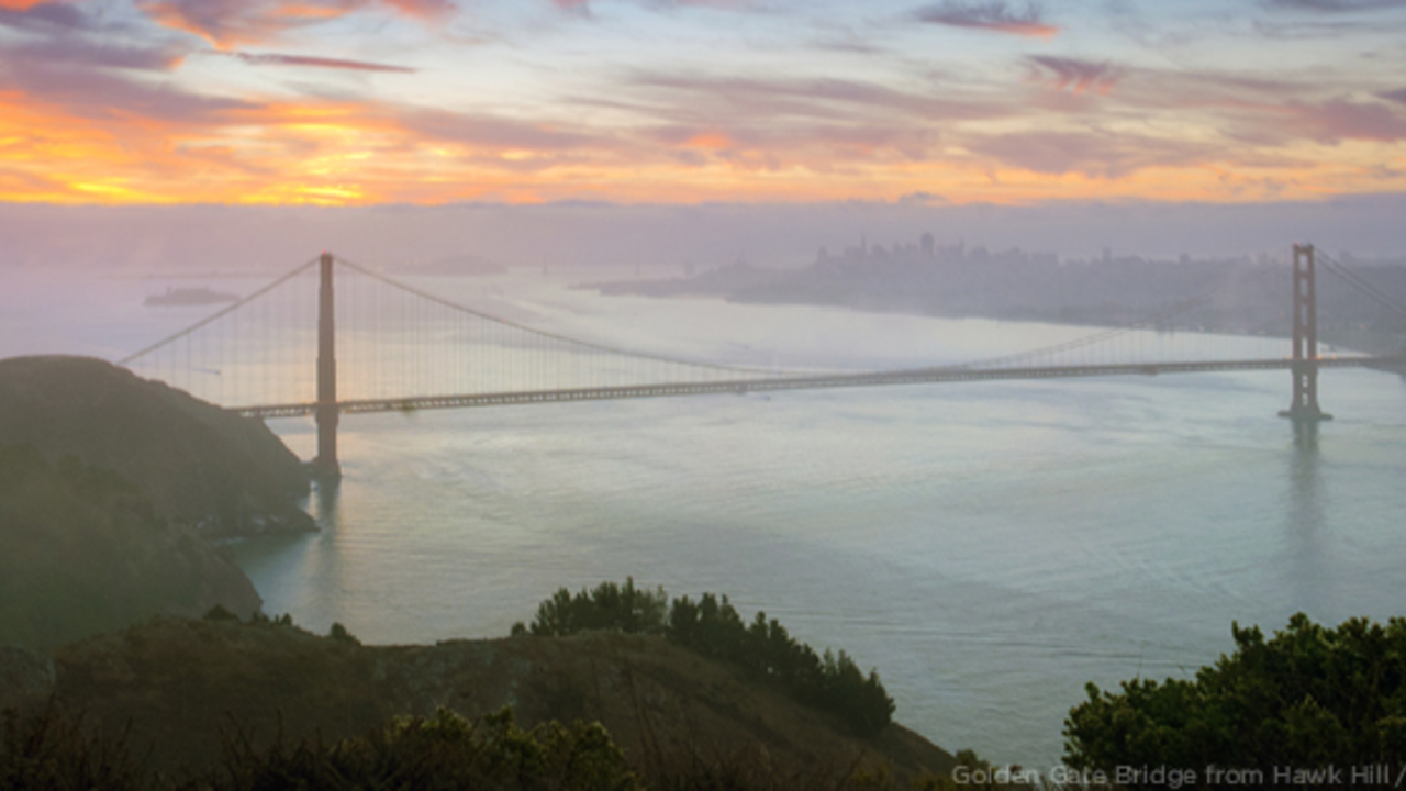 Golden Gate Bridge from Hawk Hill. Golden Gate Bridge from Hawk Hill.
