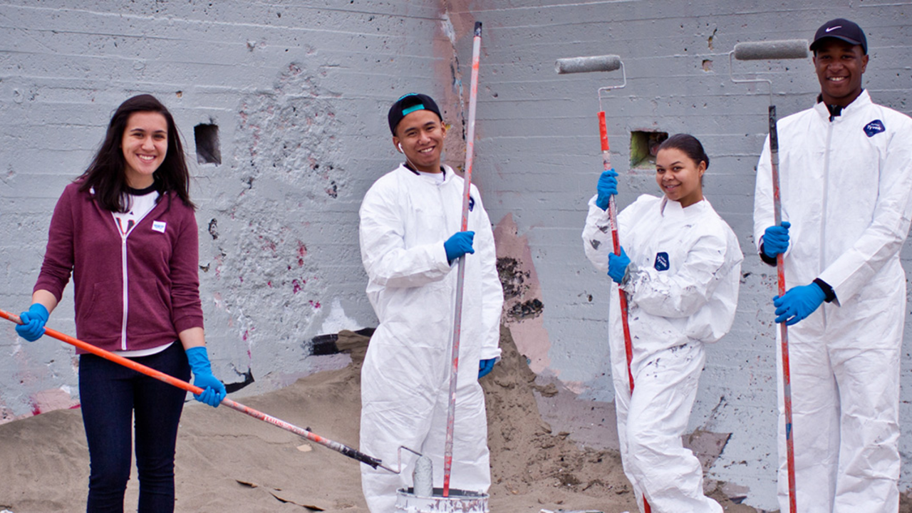 Volunteers maintaining Ocean Beach.