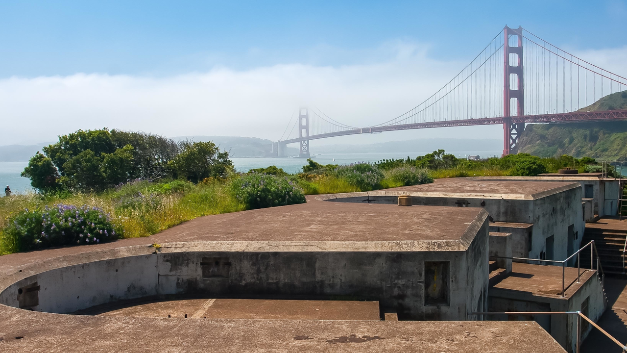 Golden Gate Bridge view from Battery Yates at Fort Baker