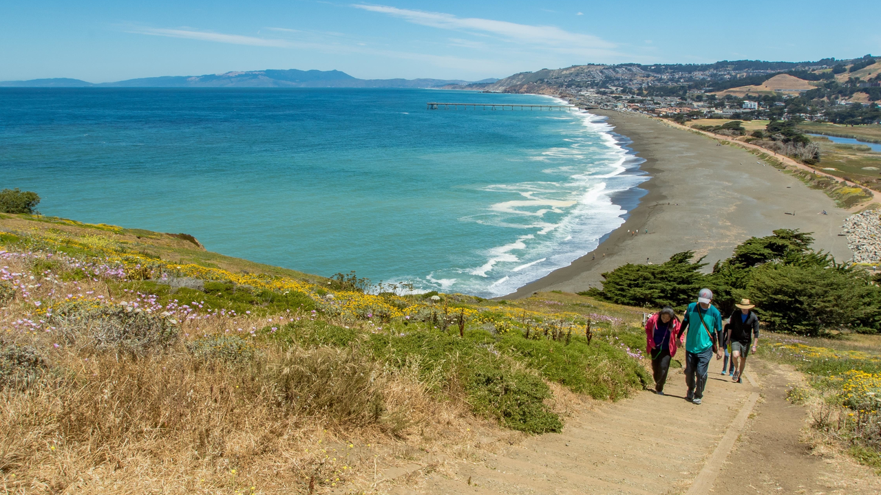Bootlegger's Steps up to the top of Mori Point