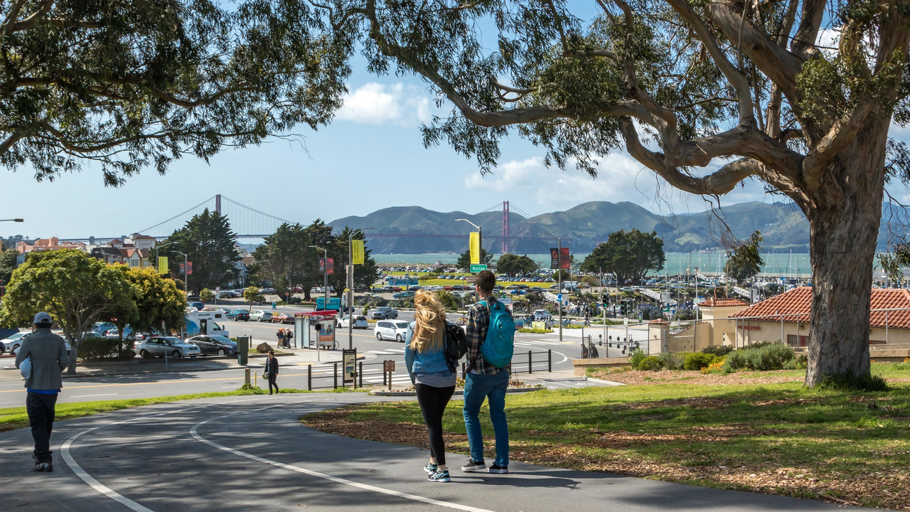 Golden Gate Bridge views from the paths at Fort Mason