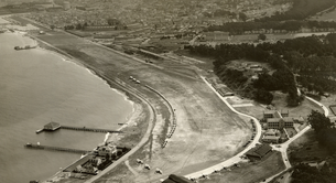 Historical aerial of Crissy Field during its years as a military airfield.