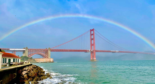 Rainbow above the Golden Gate Bridge. 