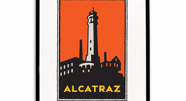 Framed Schwab graphic of Alcatraz